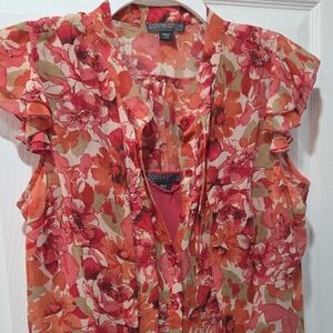 Covington Women's Floral Blouse - Red and Orange